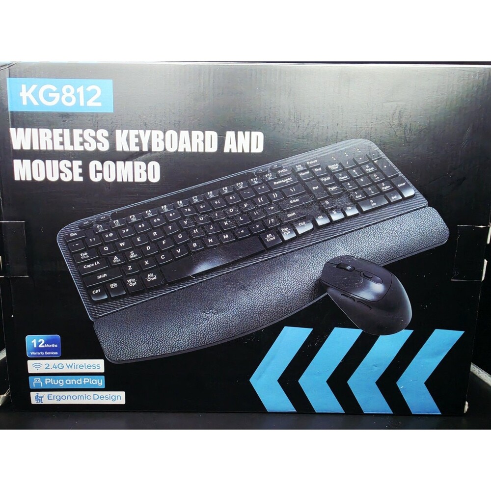 KG812 2.4G Wireless Ergonomic Keyboard Mouse Combo QWERTY English 1600DPI